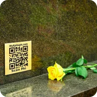 QR plaque on a gravestone